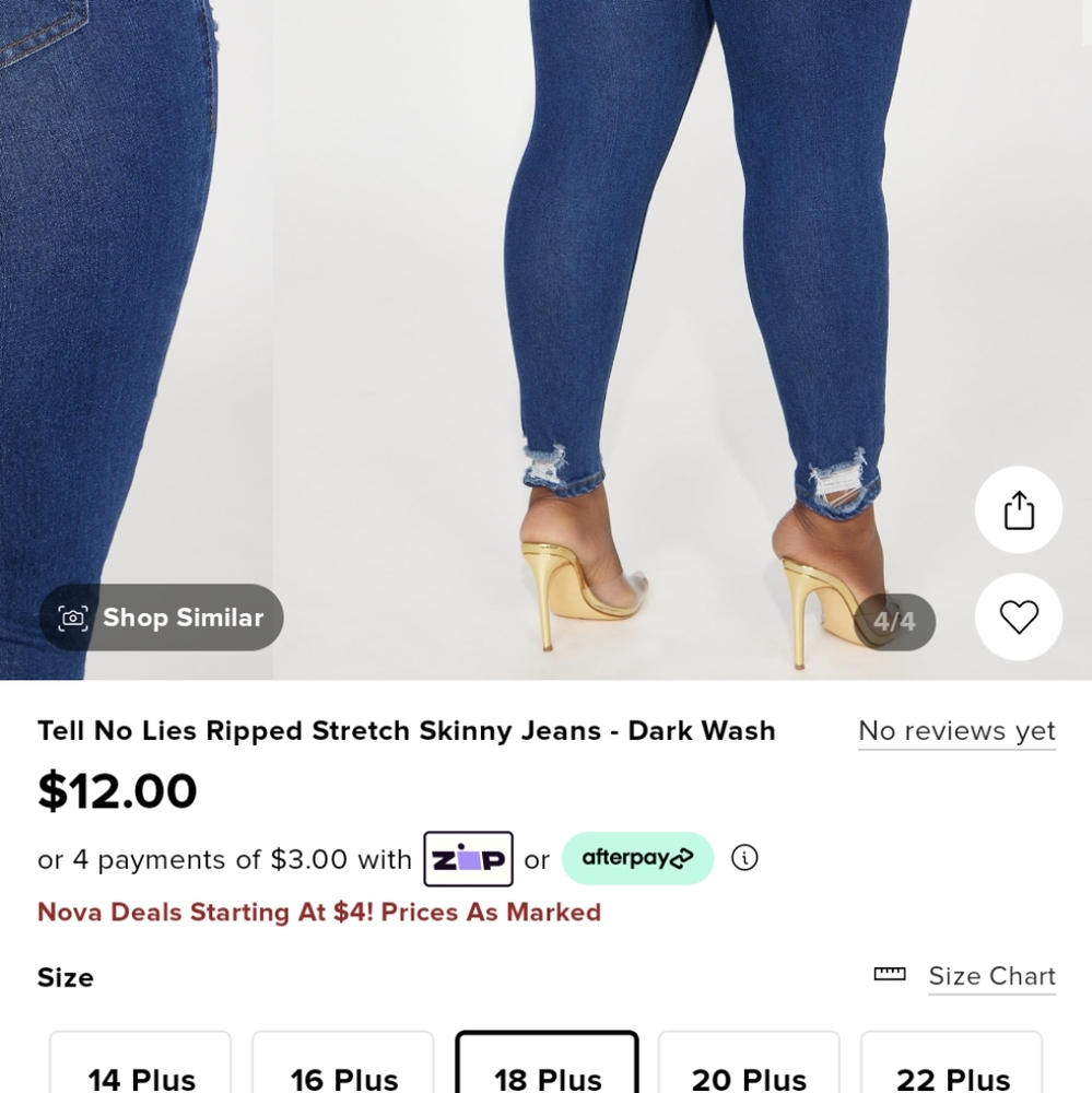 Fashion Nova Tell No Lies Skinny Jeans Size 18 - Picture 2 of 3